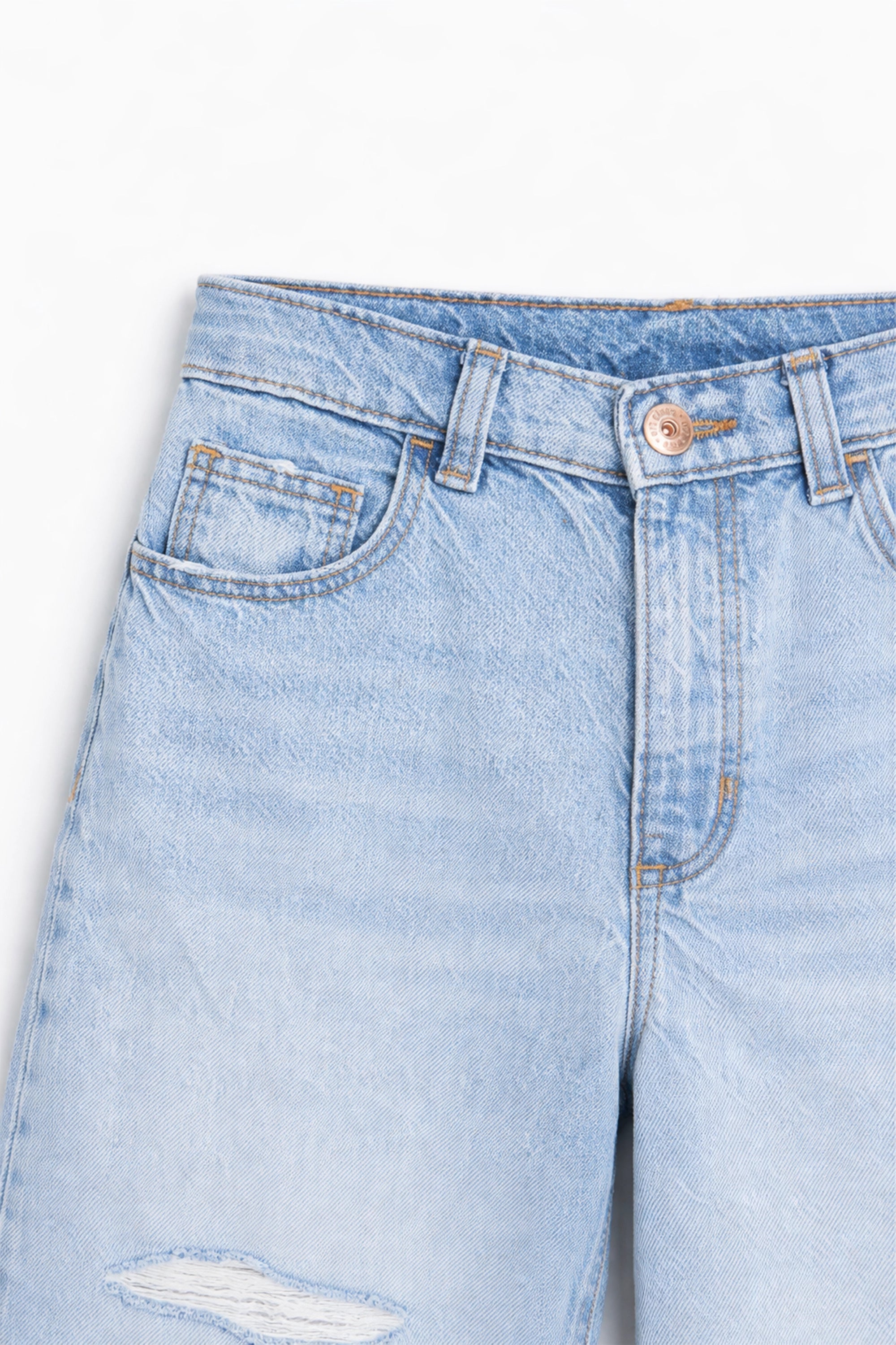 Girls Branded Wide Leg Jeans  - L/Blue