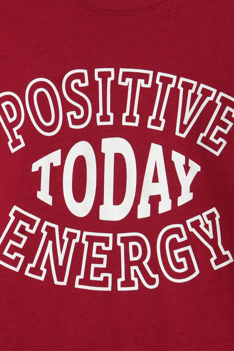 Boy Branded Graphic T-shirt F/S - Maroon