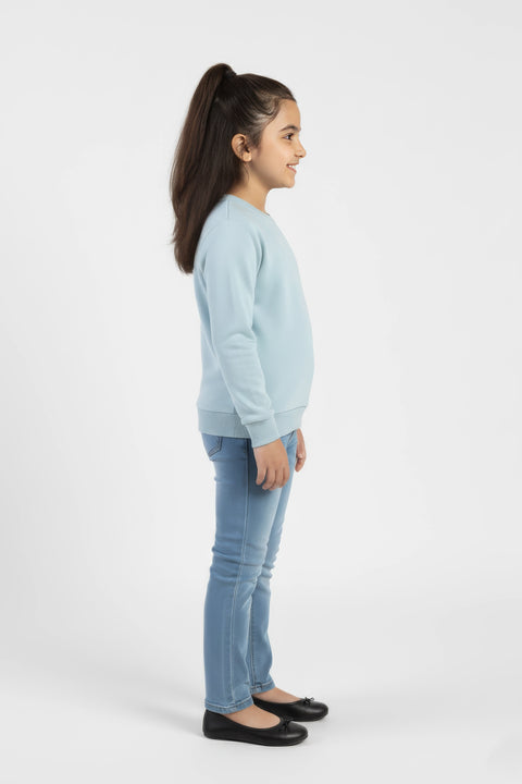 Girls Branded Graphic Sweatshirt - Sky Blue