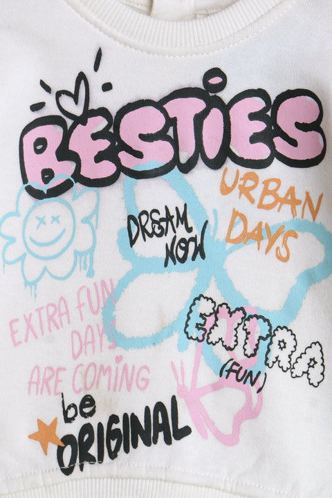 Girls Branded Graphic Sweatshirt - White