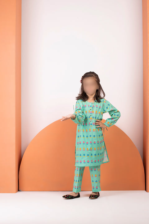Girls Eastern Printed Lawn 2-Piece Suit GSE-6 - Green
