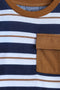 Boys Branded Lining T-Shirt - Blue and White