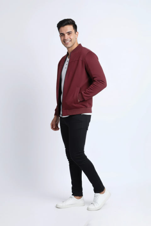 Men Pique Zipper Jacket MJP03 - Burgundy