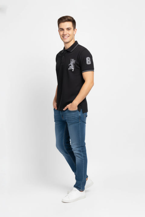 Men Branded Polo - Black
