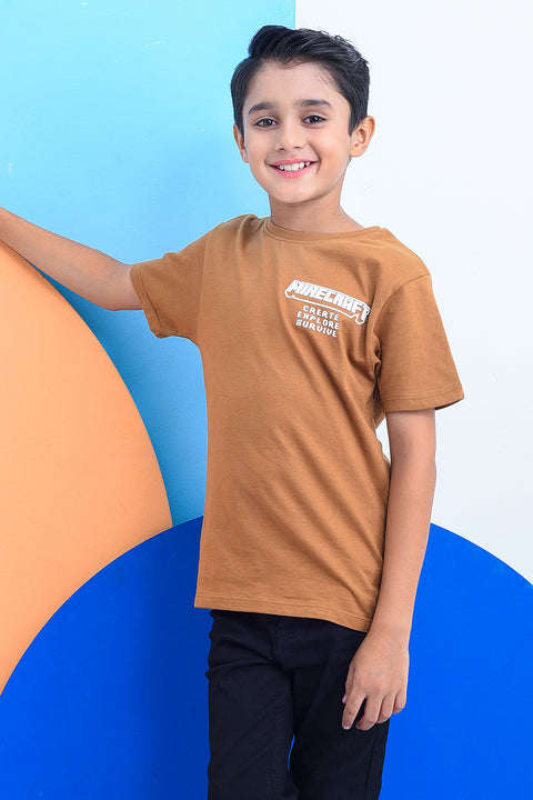 Boy Graphic T-Shirt BT24#21 - D/Brown