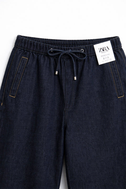 Women's Branded Wide Leg Jeans - D/BLUE