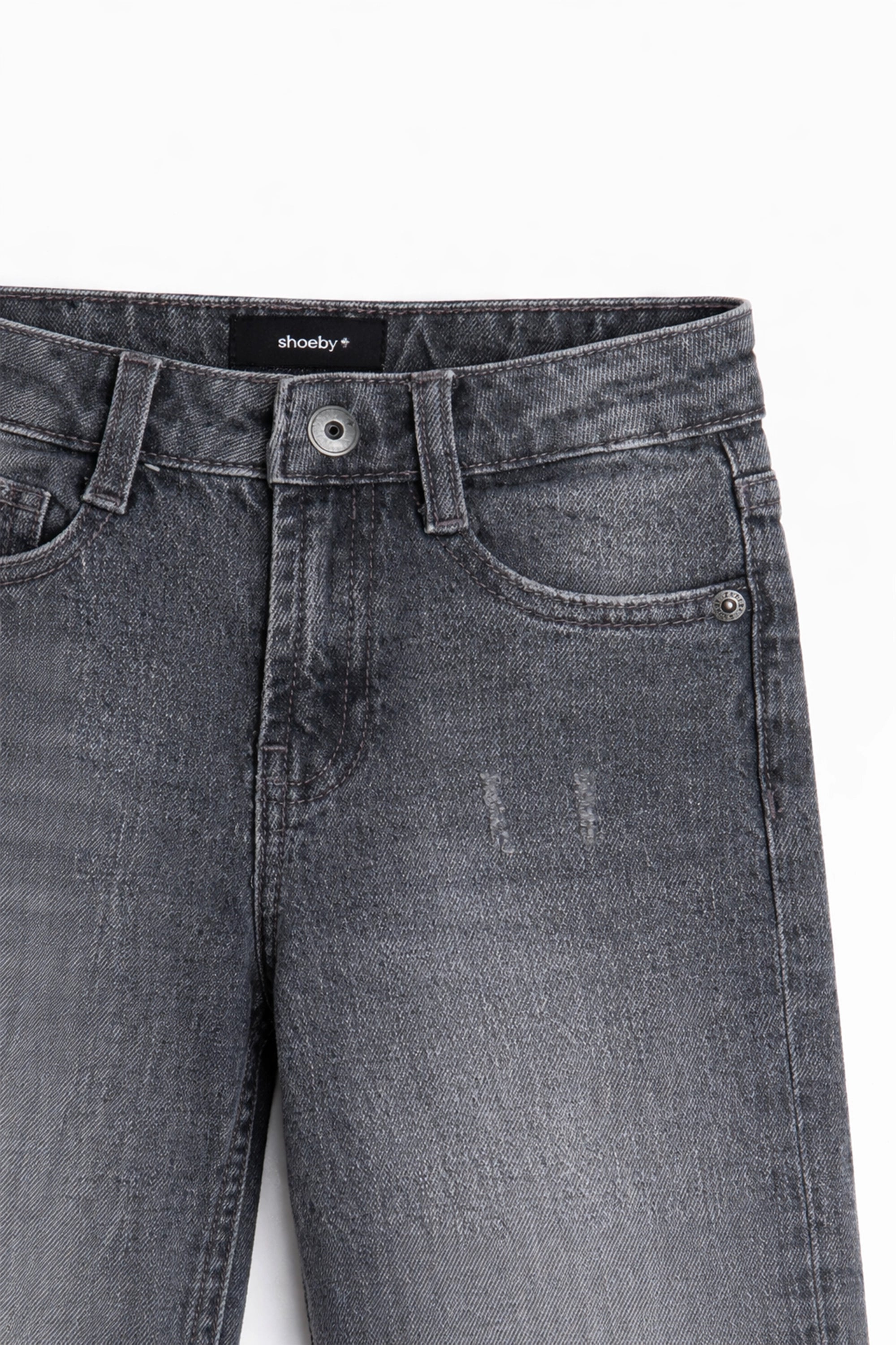 Boy Branded Straight fit Denim Pant - Grey