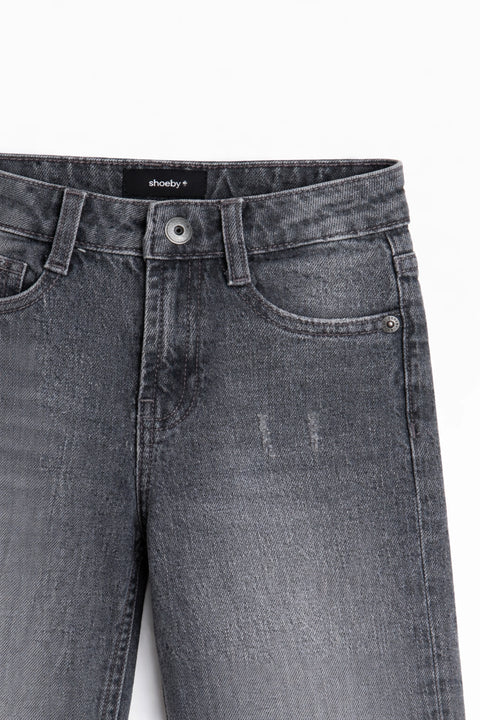 Boy Branded Straight fit Denim Pant - Grey