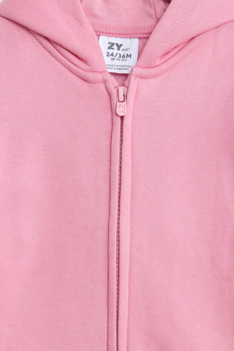 Girls Branded Hoodie Zipper - Pink