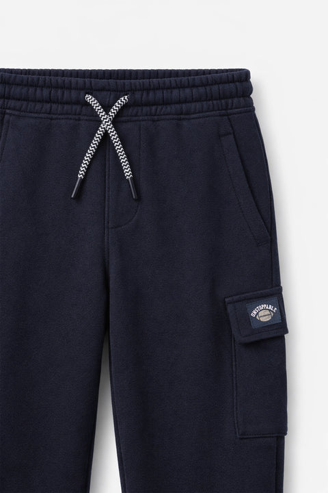 Boys Branded Cargo Fleece Trouser - Navy