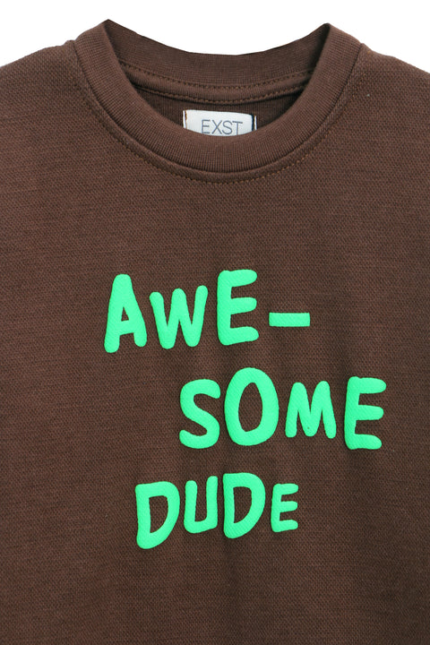 Boys Front Printed Sweatshirt BSS23-01 - Brown