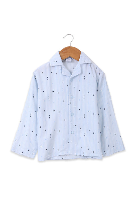 Kids Viscose Casual Printed Suit - L/Blue