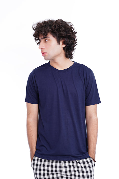 Men Branded R-Neck Tee - Navy