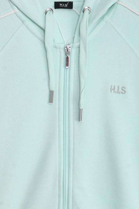 Women Branded Zipper Hoodie - Mint Frost