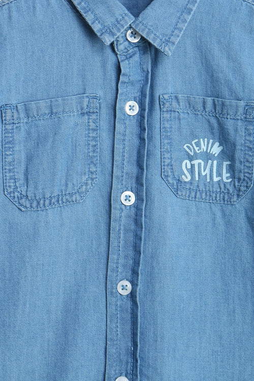Girls Branded Shirt - L/Blue