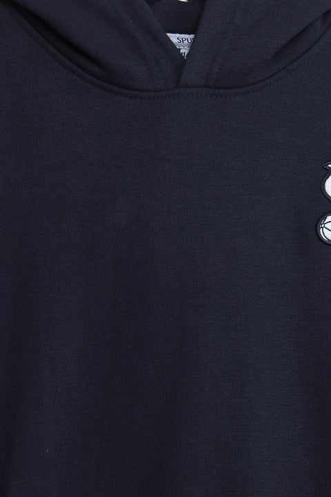 Boys Branded Pullover Hoodie - Navy