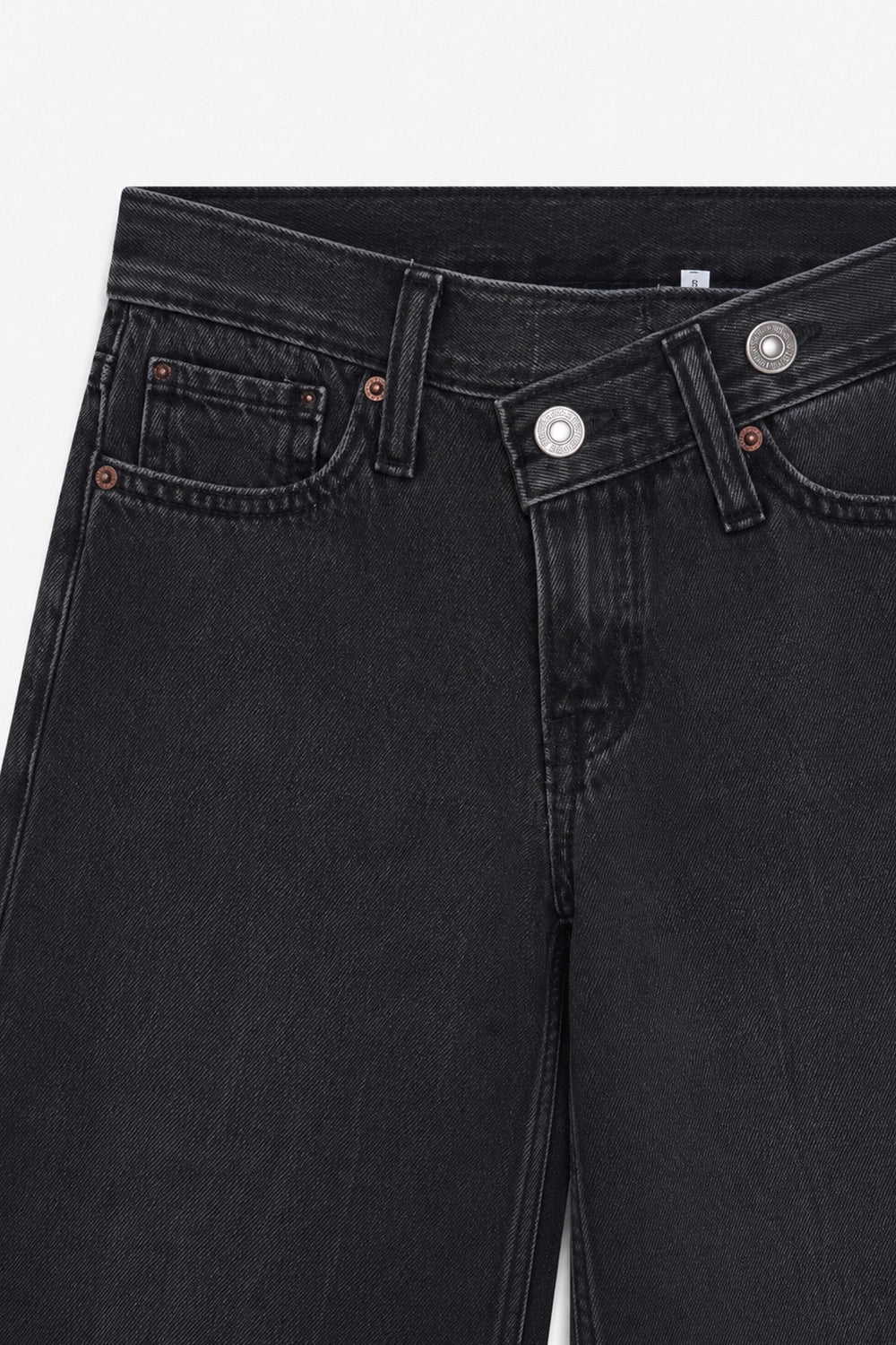 Girls Branded Wide Leg Denim pant - Charcoal