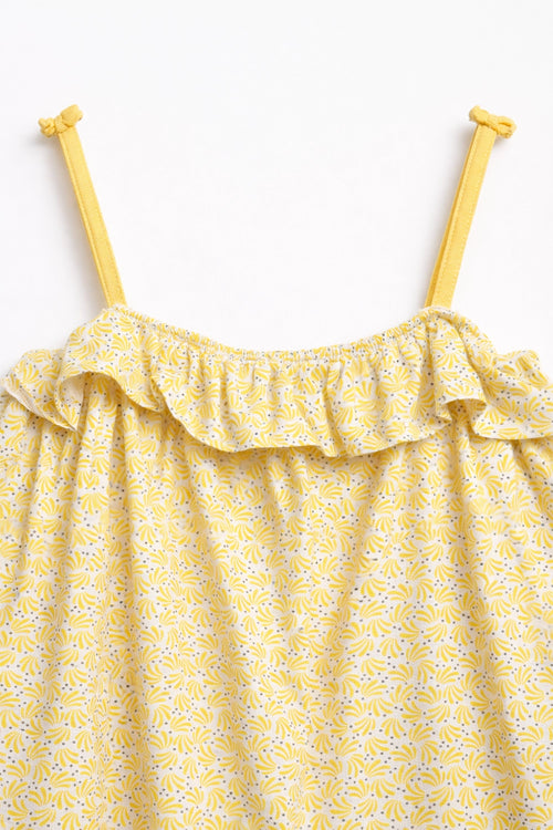 Girls Branded Graphic Short Tunic - Yellow