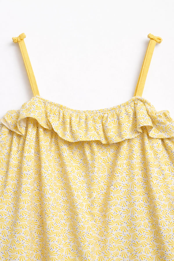 Girls Branded Graphic Short Tunic - Yellow