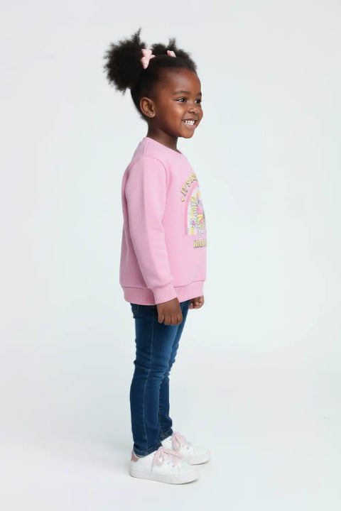 Girls Branded Graphic Sweatshirt - Pink
