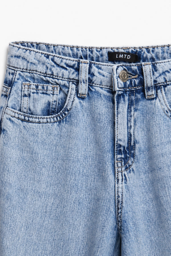 Girls Branded Wide Leg Denim pant - L/Blue