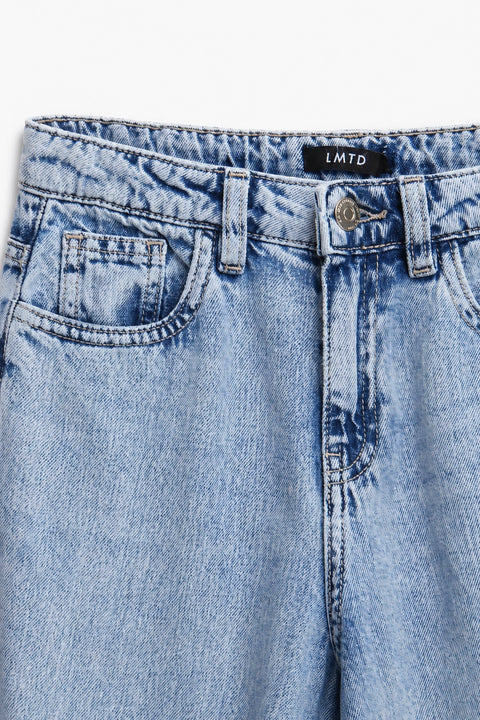Girls Branded Wide Leg Denim pant - L/Blue