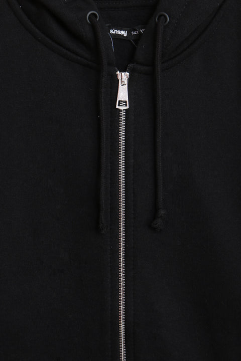 Men Branded Zipper Hoodie - Black