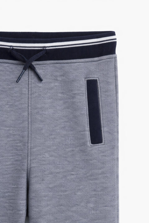 Boys Branded Pique Trouser - Charcoal