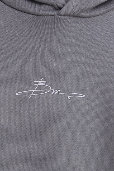 Men Branded Pullover Hoodie - Grey