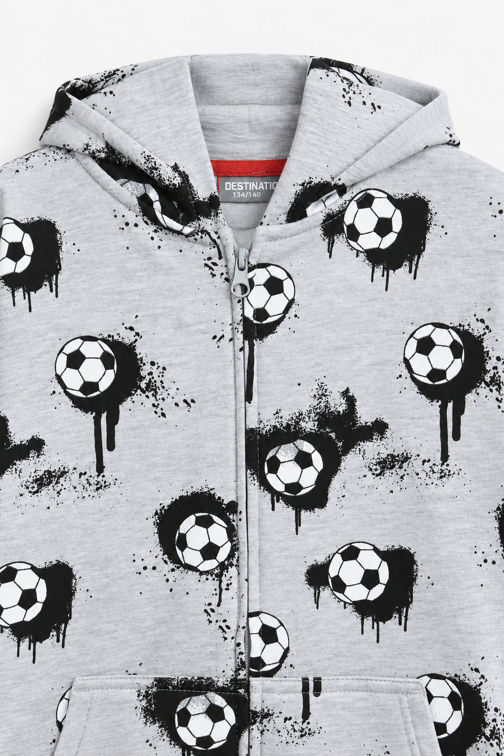 Boys Branded Graphic Zipper Hoodie - Grey
