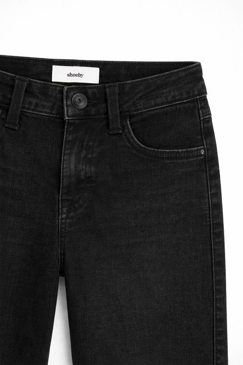 Girls Branded Denim Pant - Black