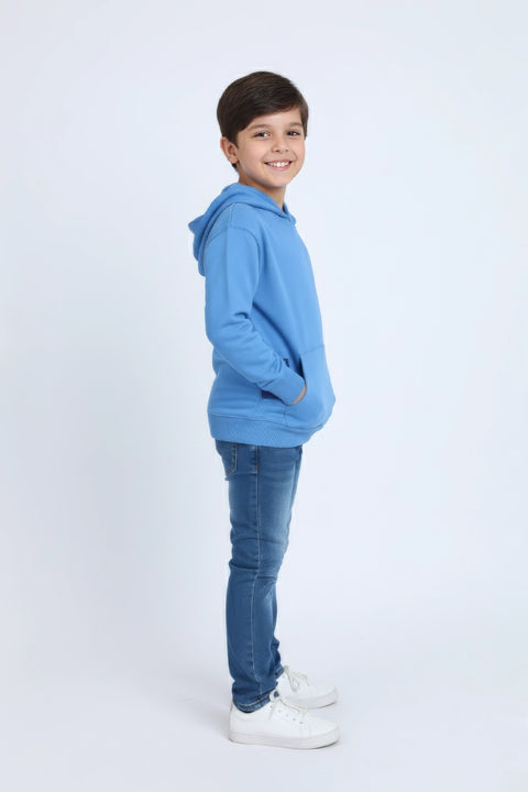 Boys Branded Pullover Hoodie - Blue