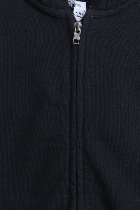 Boys Branded Zipper Hoodie - Black