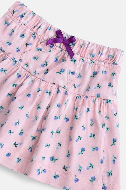 Girls Graphic Cotton Mini Skirt - Baby Pink