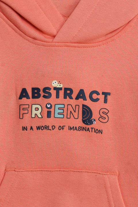 Boys Branded Pullover Hoodie - Orange