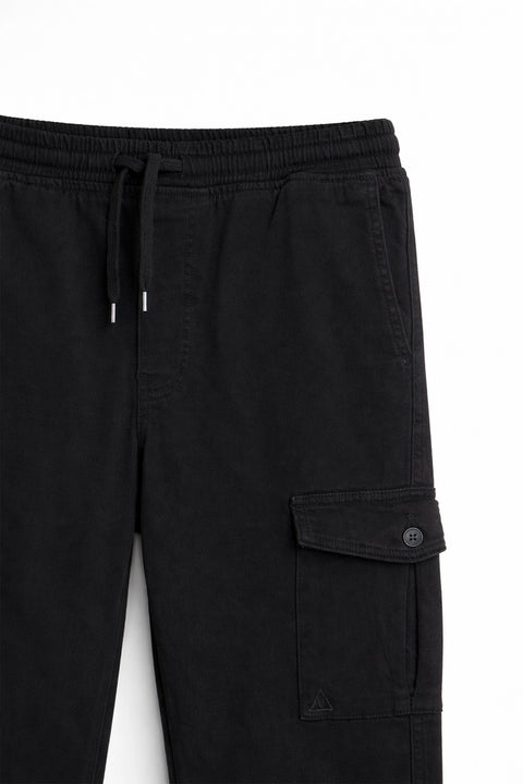 Men Branded Cargo Trouser - Black