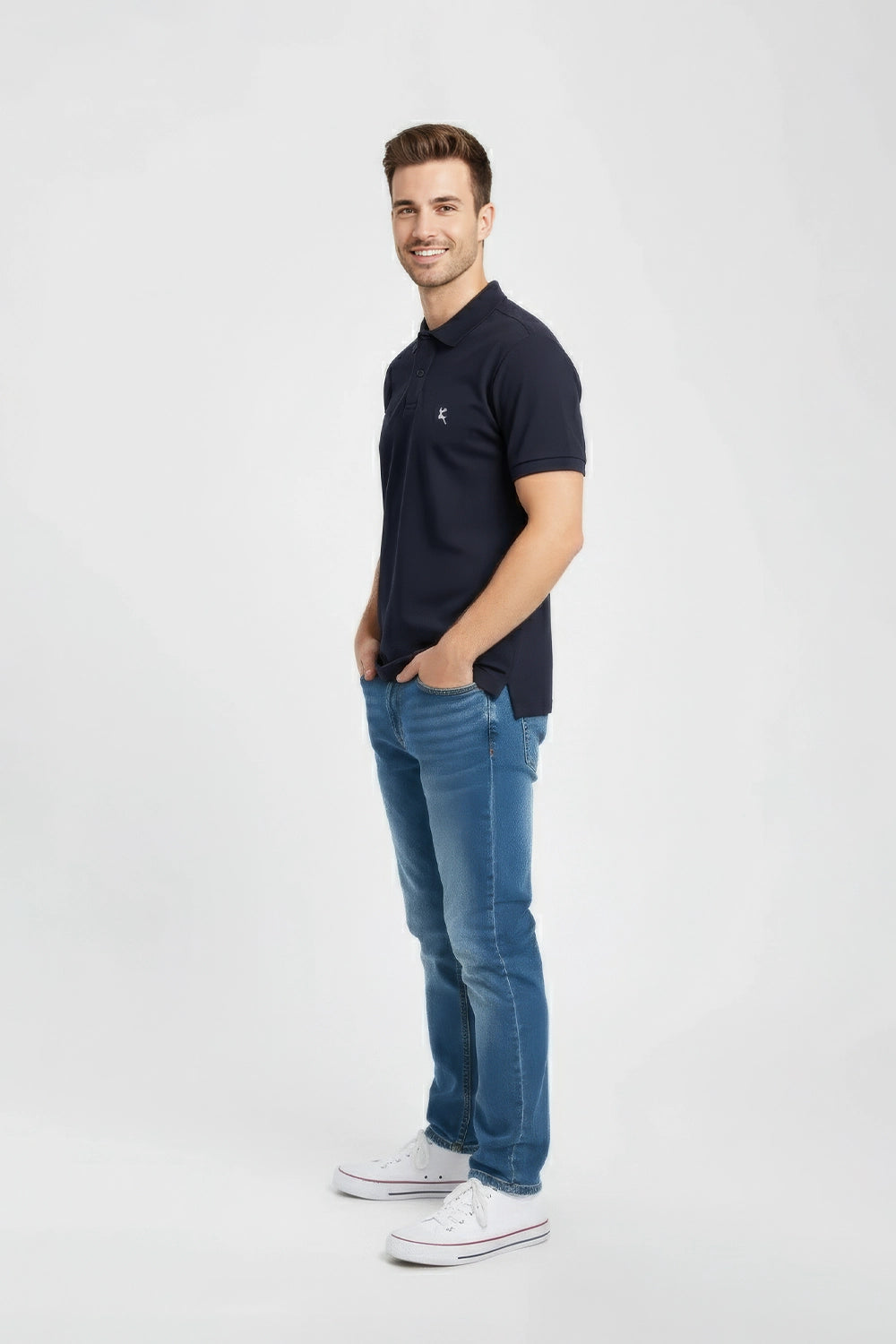 Big & Tall Men Branded Polo - Navy