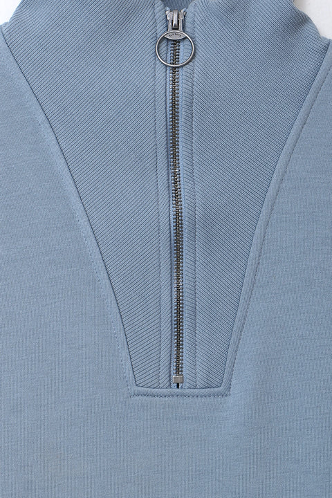 Women Branded Hi-Neck  - Dusty Blue