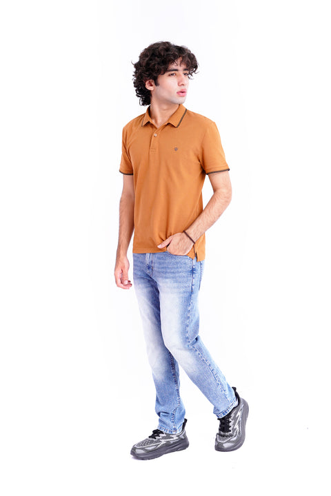 Men Branded Polo - Brown