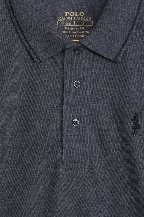 Men Pique Polo - Charcoal