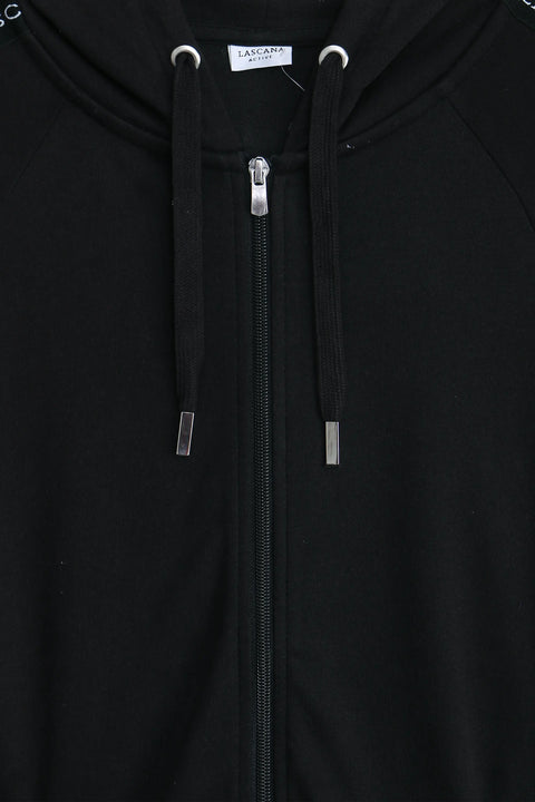 Women Branded  Hoodie Zipper - Black