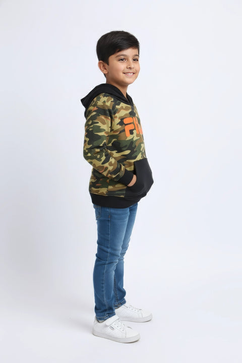 Boys Branded Pullover Hoodie - Camouflage