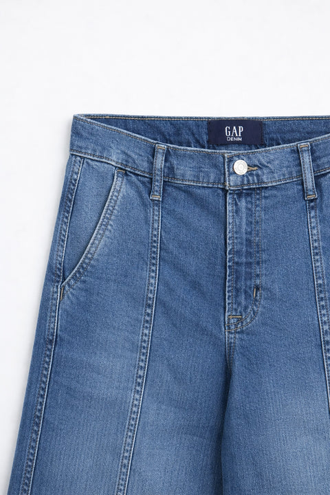 Women's Branded Wide Leg Jeans - BLUE