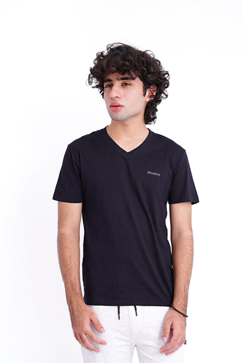 Men Givova V-Neck Tee - Black