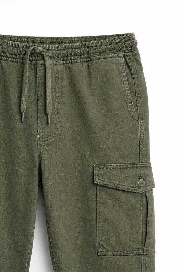 Men Branded Cargo Trouser - Green