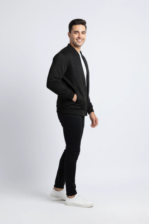 Men Pique Zipper Jacket MJP03 - Black