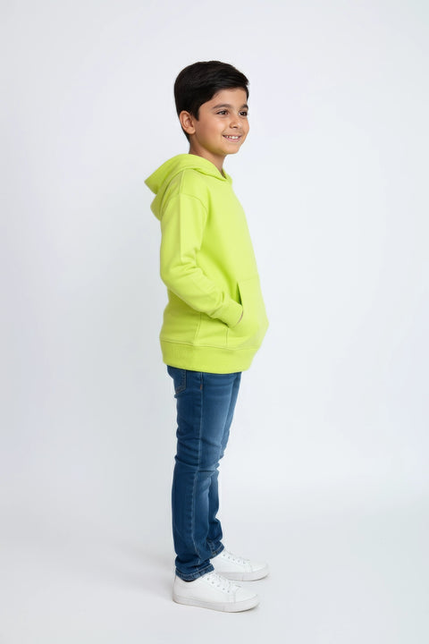 Boys Branded Pullover Hoodie - Neon Green
