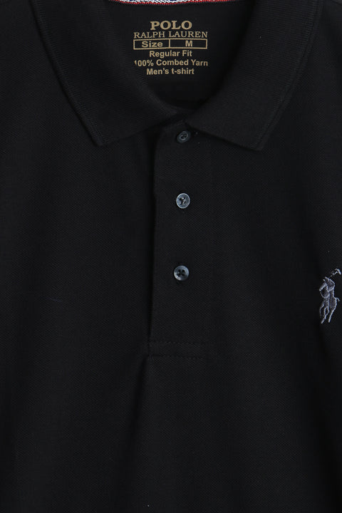 Men Pique Polo - Black