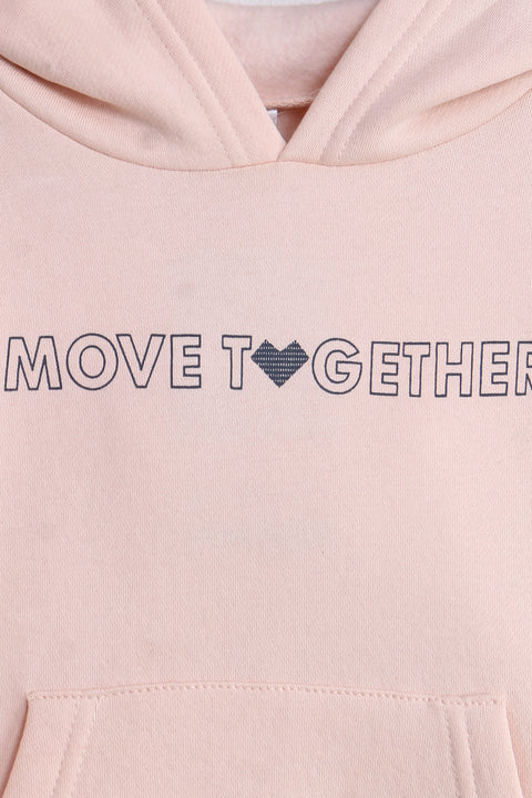 Girls Branded Pullover Hoodie - Baby Pink