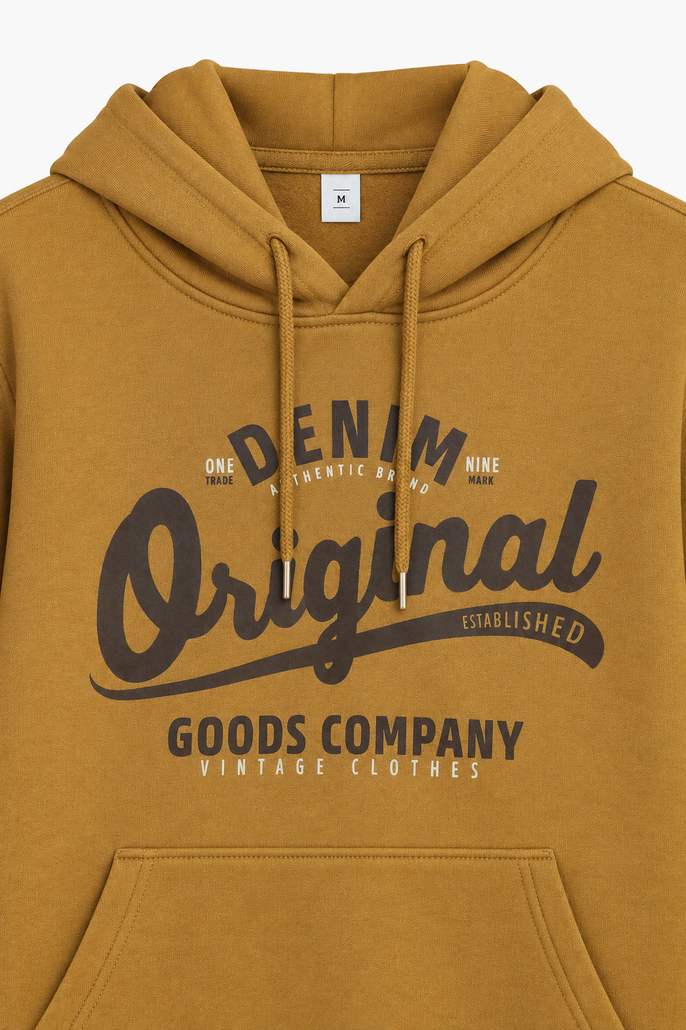 Men Branded Pull Over Hoodie - Mustard
